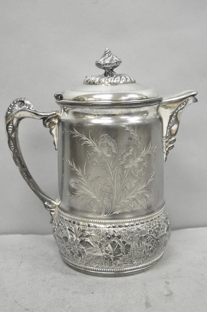 Wilcox Silver Plate Co Art Nouveau Silver Plated Duck Handle Coffee Pot Pitcher