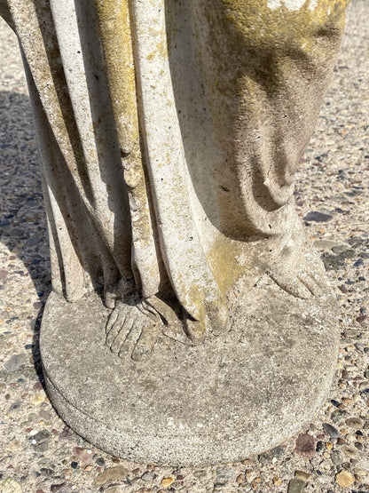 Vintage Greek Classical Goddess Hebe Concrete Stone 40" Garden Statue Figure