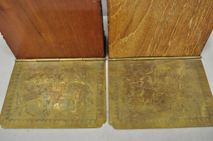 Vintage Chinese Hand Carved Hard Wood Scholar Bookends by George Zee - a Pair