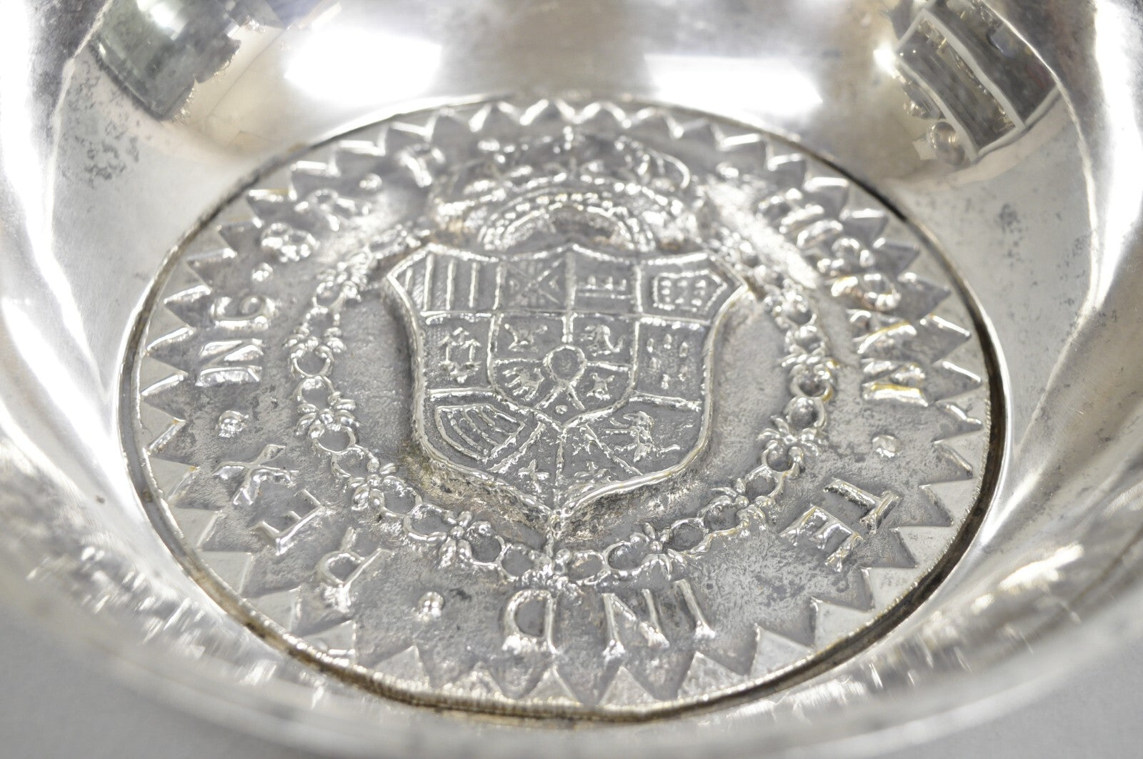 Vintage Spanish Renaissance Silver Plated Coat of Arms Communion Cup Bowl