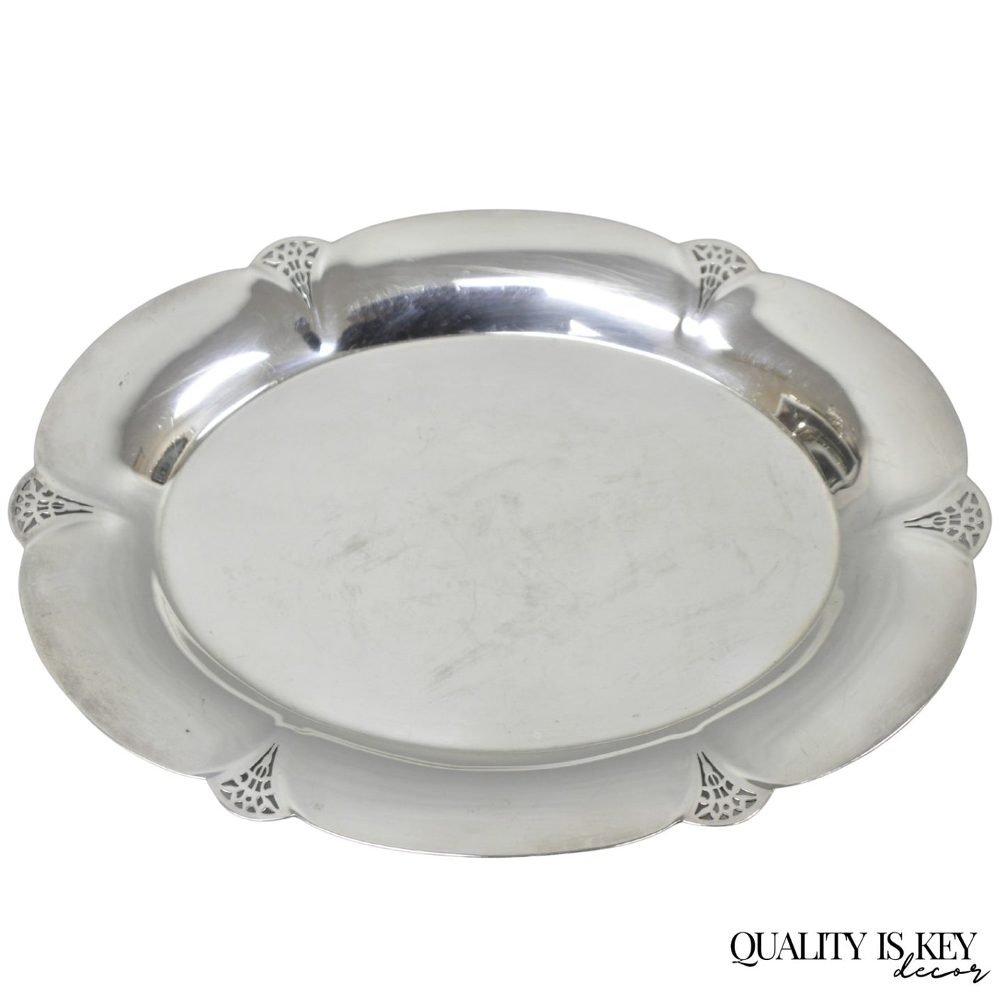 Vintage Art Deco WM Rogers 411 Silver Plated Small Oval Scalloped 11" Dish Tray