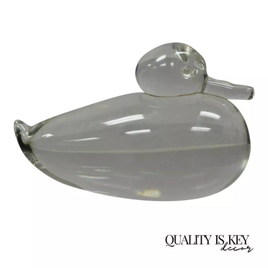 Vintage Crystal Leaded Glass 7" Modern Mallard Duck Figurine Sculpture B