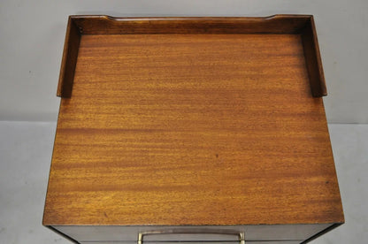 Vintage Mid Century Modern Walnut Double Pedestal Base Nightstand Bedside Table