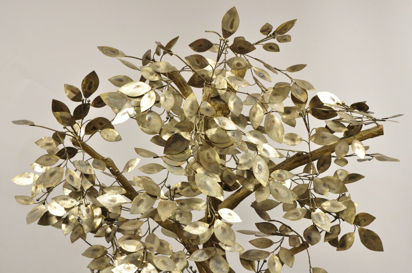 Vintage Mid Century Modern Curtis Jere Style Brutalist Brass Tree Sculpture
