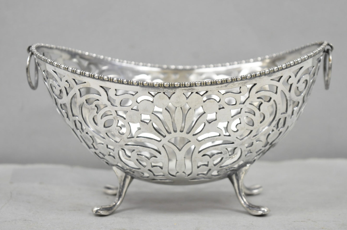 Antique Pairpoint Small Silver Plated Pierced Scrollwork Candy Dish Bowl Basket