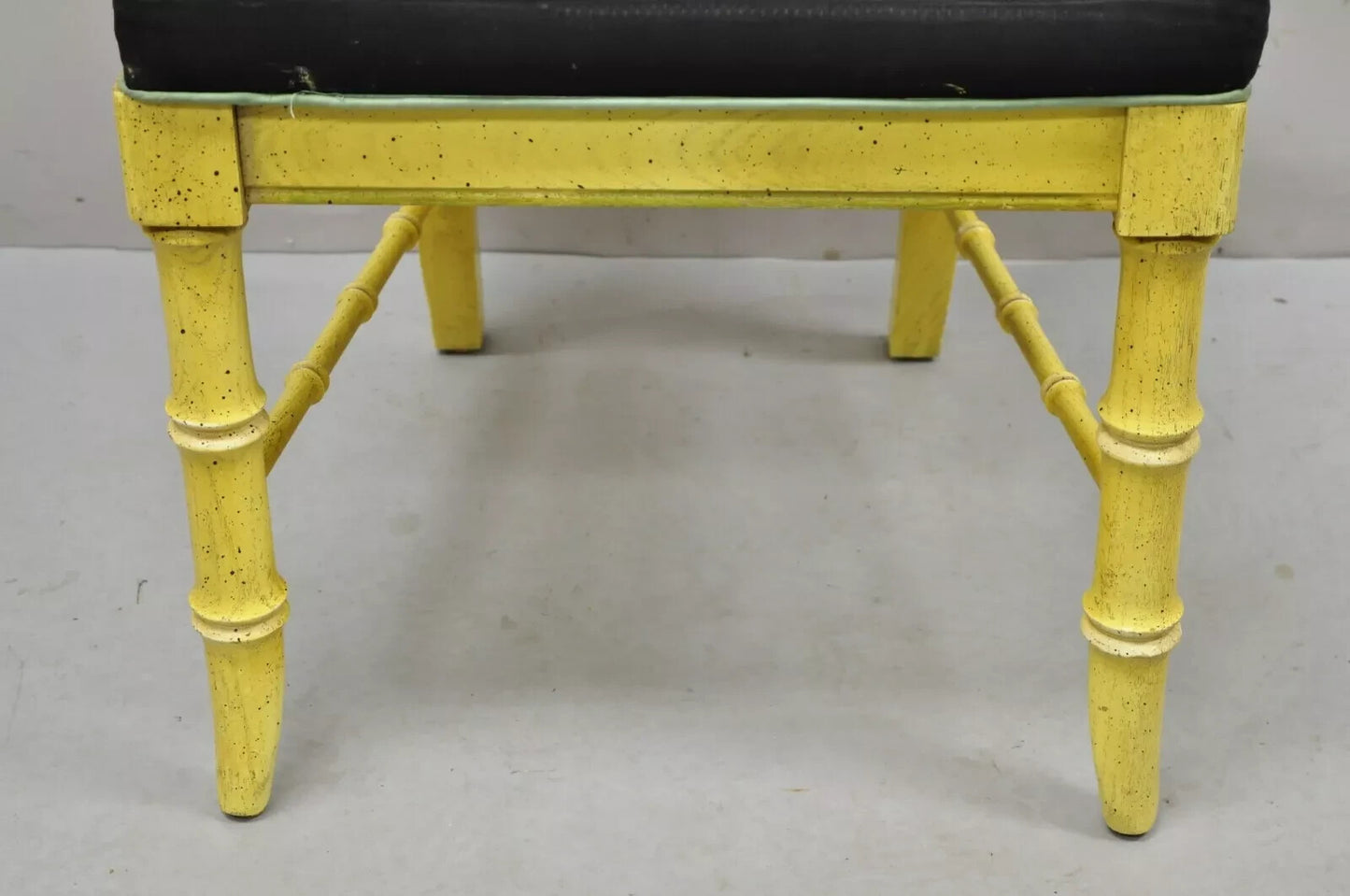 Vintage Thomasville Hollywood Regency Yellow Faux Bamboo Dining Chair - Set of 6