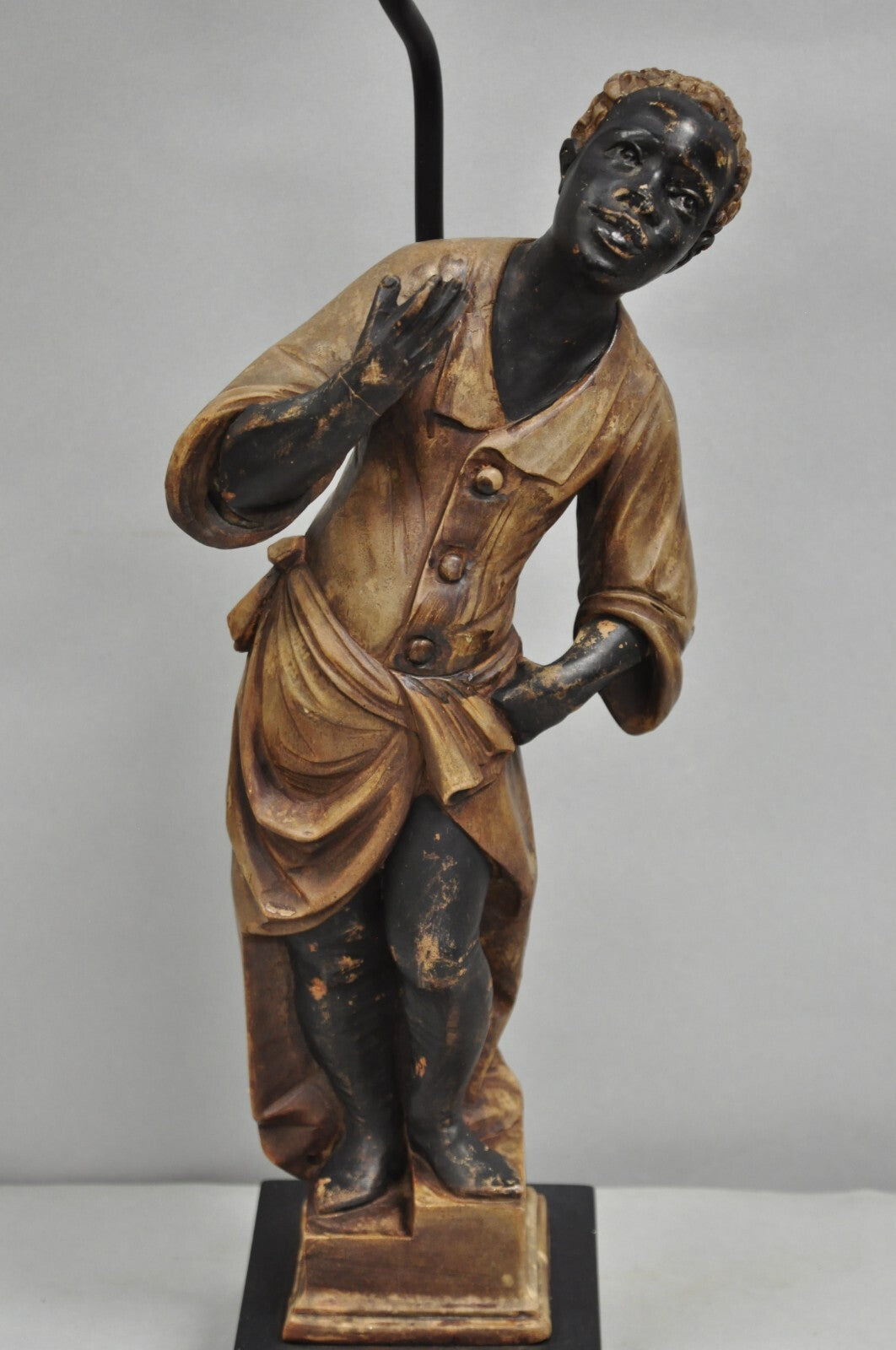 Vintage Egyptian Moorish Style Resin Blackamoor Sculpture Figure Table Lamp