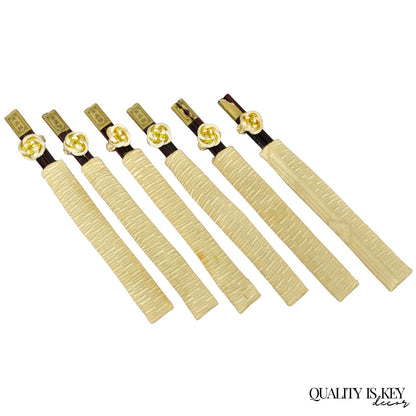 Vintage Japanese Oriental Chopsticks in Custom Silk Gold Sleeves - 6 Pc Set