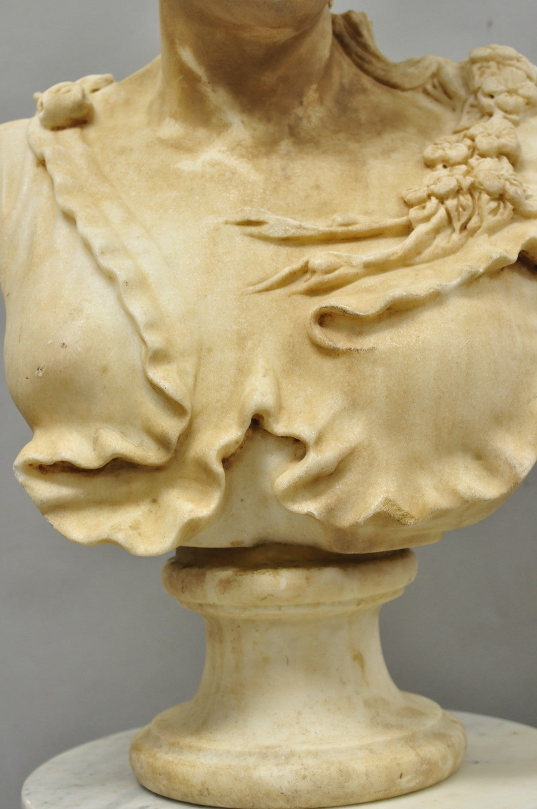 Vintage Victorian Style Carved Marble Young Lady Maiden Bust Statue Sculpture