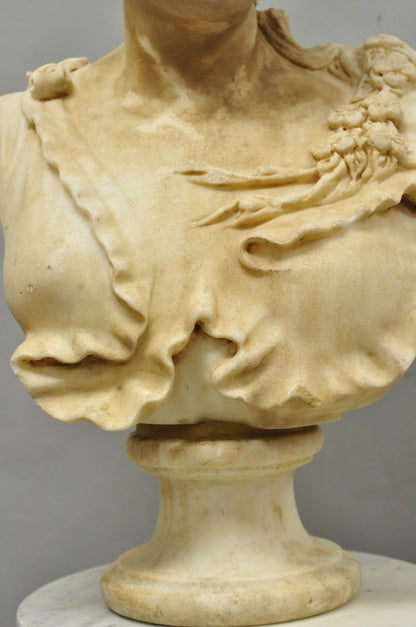 Vintage Victorian Style Carved Marble Young Lady Maiden Bust Statue Sculpture