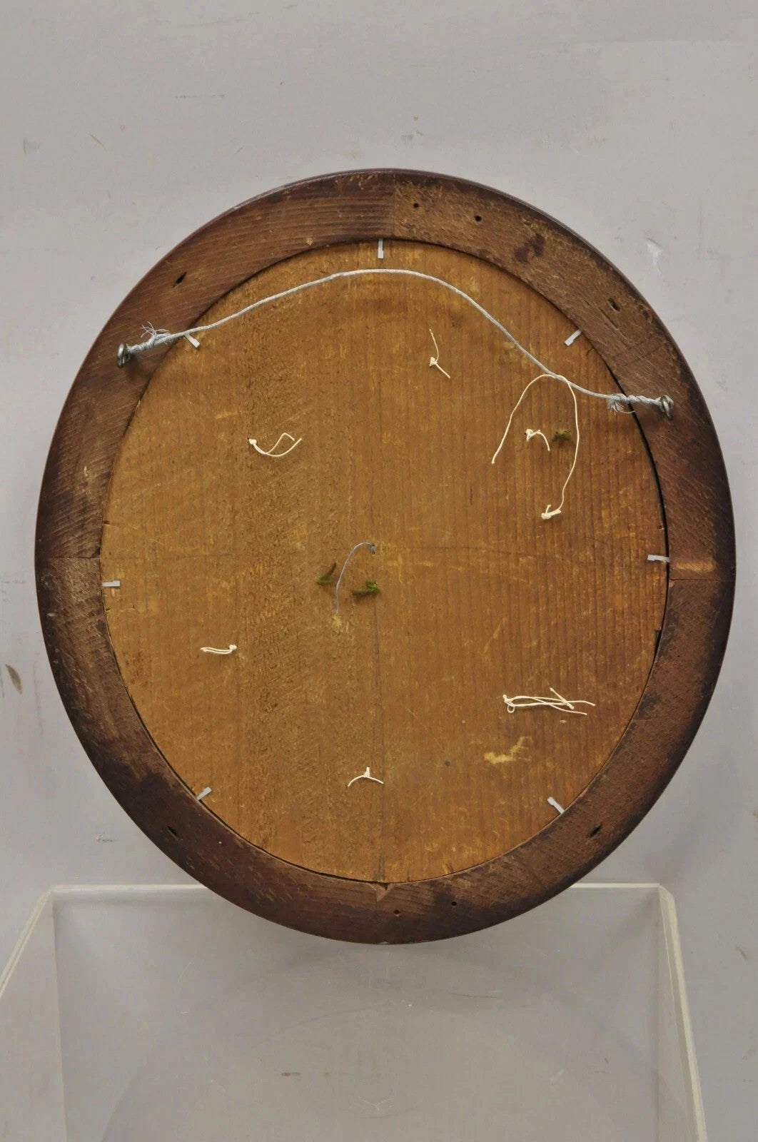 Victorian Oval Mahogany Shadow Box Frame Felt Cotton Flower Mourning Wall Wreath