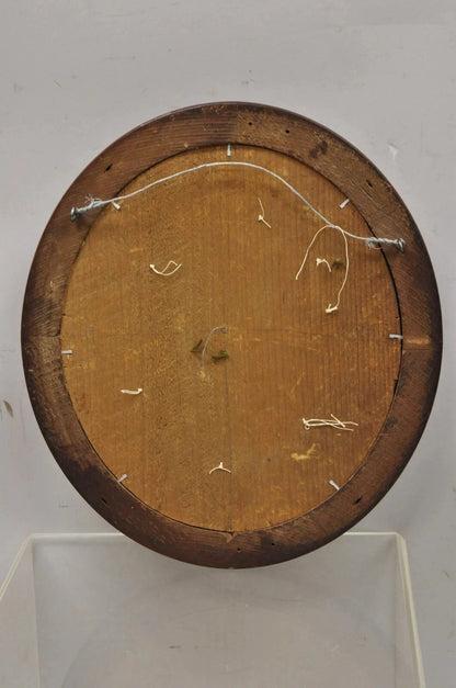 Victorian Oval Mahogany Shadow Box Frame Felt Cotton Flower Mourning Wall Wreath