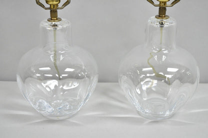 Vintage Simon Pearce Shelburne Modern Handblown Glass Vase Small Table Lamp Pair