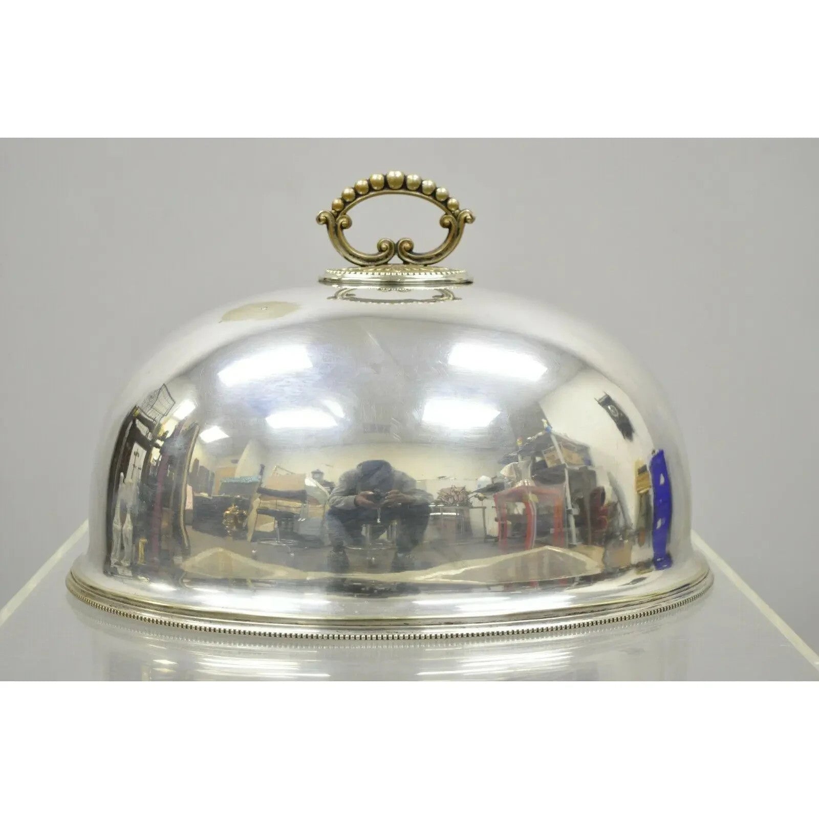 Antique English Sheffield Regency Silver Plated Meat Dish Serving Cover Dome Lid