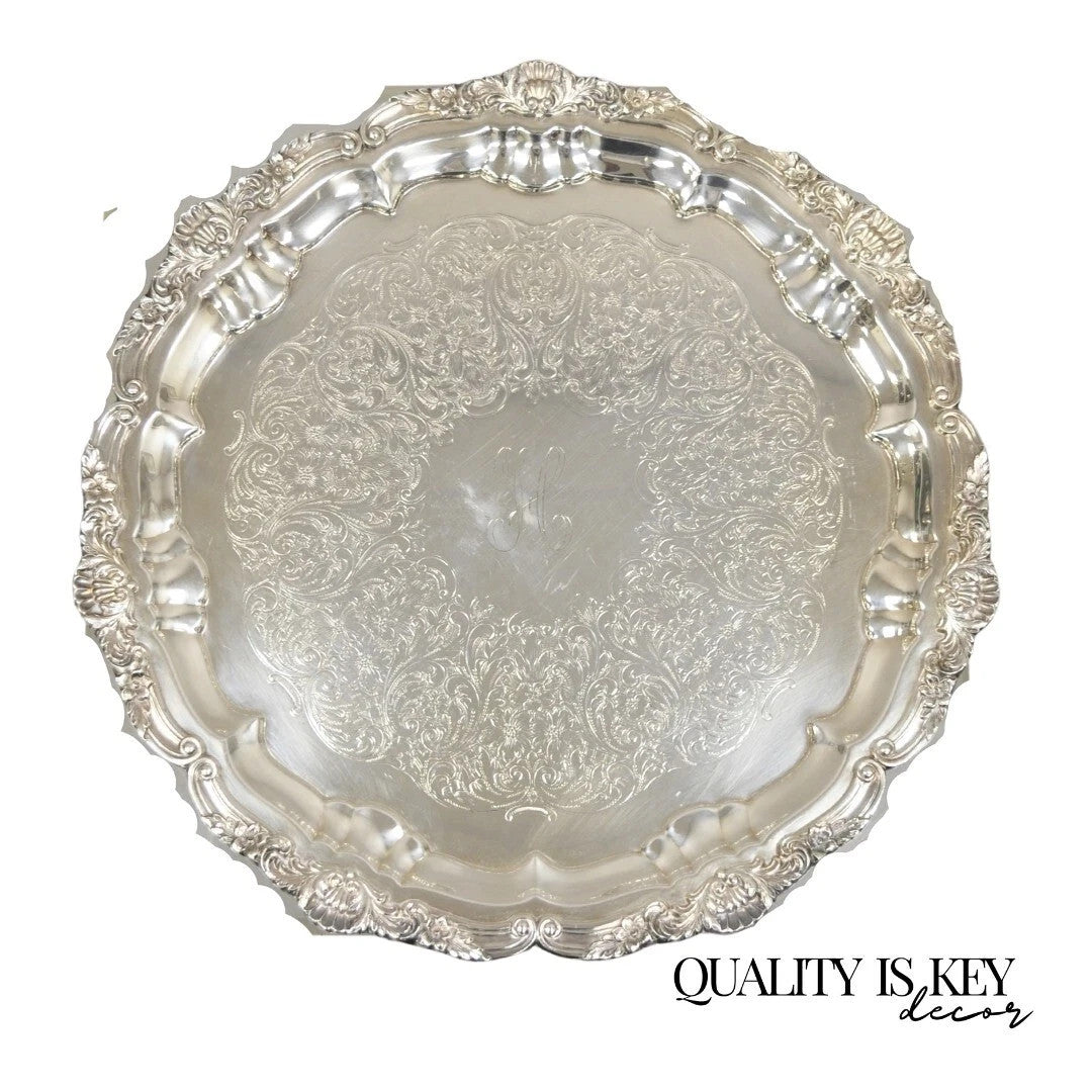 Vintage EPCA Silverplate by Poole 3216 Round Salver Platter Tray - Engraved
