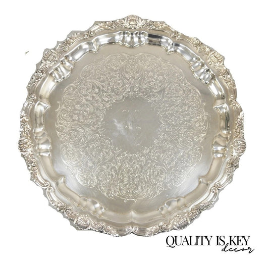 Vintage EPCA Silverplate by Poole 3216 Round Salver Platter Tray - Engraved