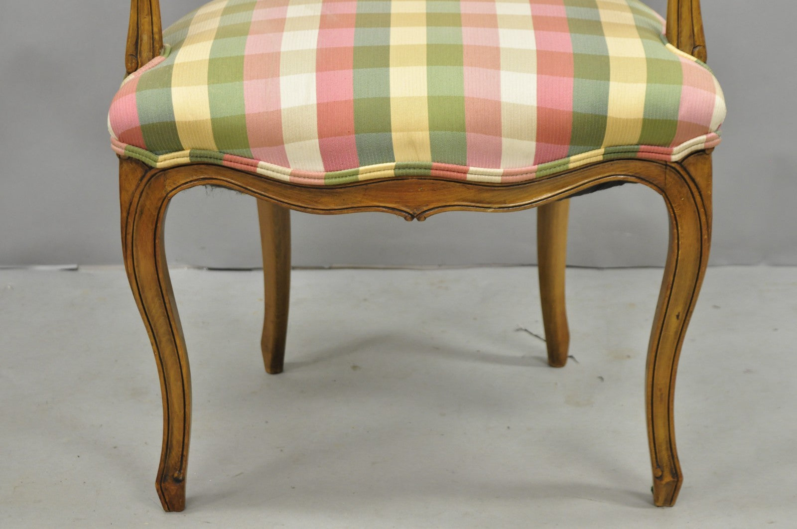 Vintage French Country Louis XV Style Plaid Arm Chair by Simon Loscertales Bona