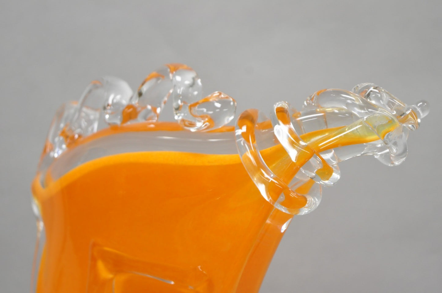 Ion Tamaian Postmodern Orange Blown Art Glass 20" Large Abstract Face Sculpture