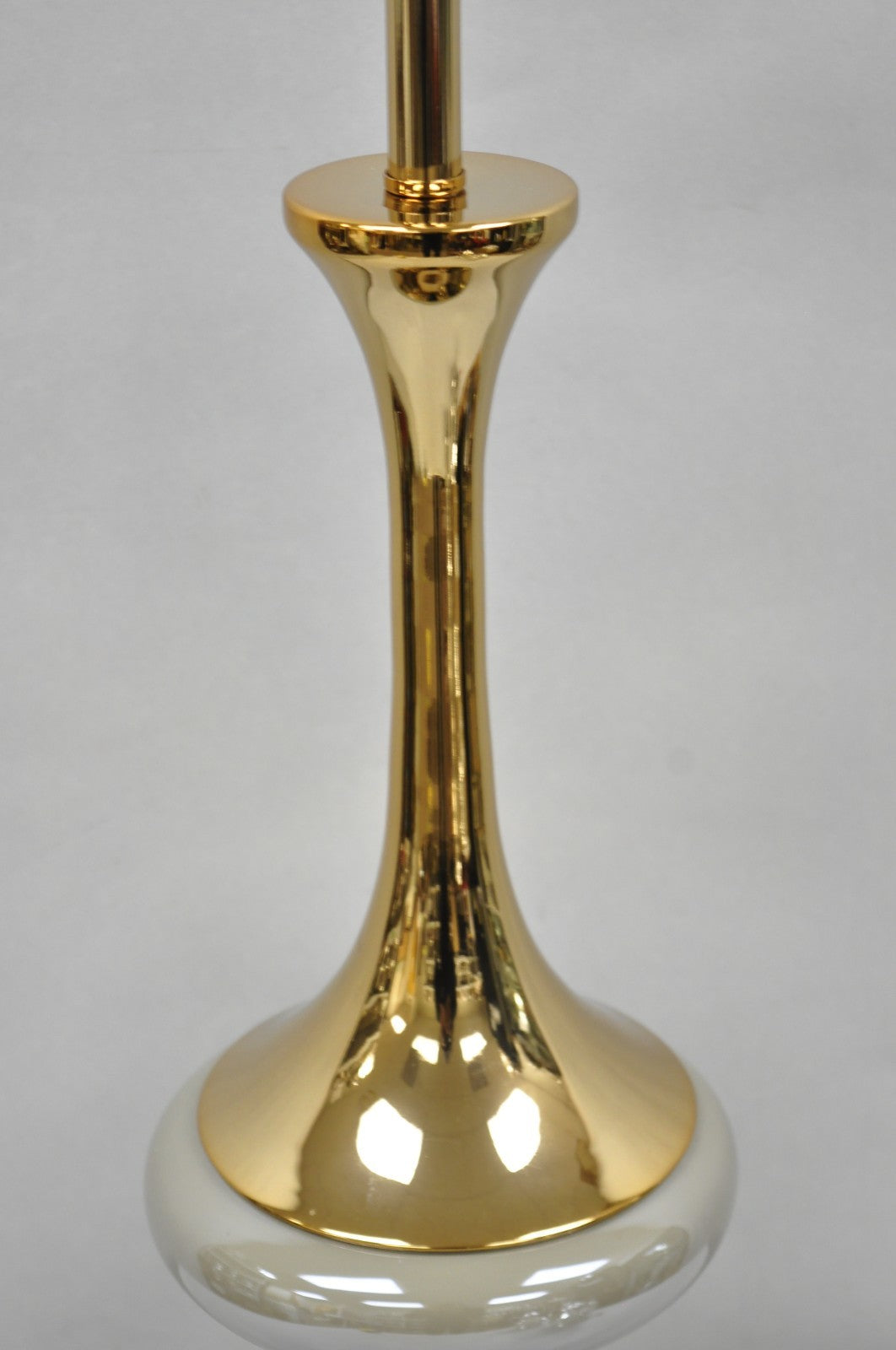 Contemporary Modern Sculptural Gold Metal & Gray Porcelain Ceramic Table Lamp