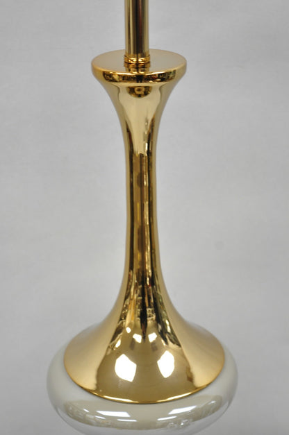 Contemporary Modern Sculptural Gold Metal & Gray Porcelain Ceramic Table Lamp