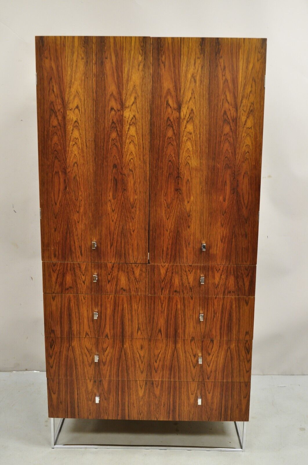 Vintage Rougier Mid Century Danish Modern Rosewood Wardrobe Tall Chest Dresser