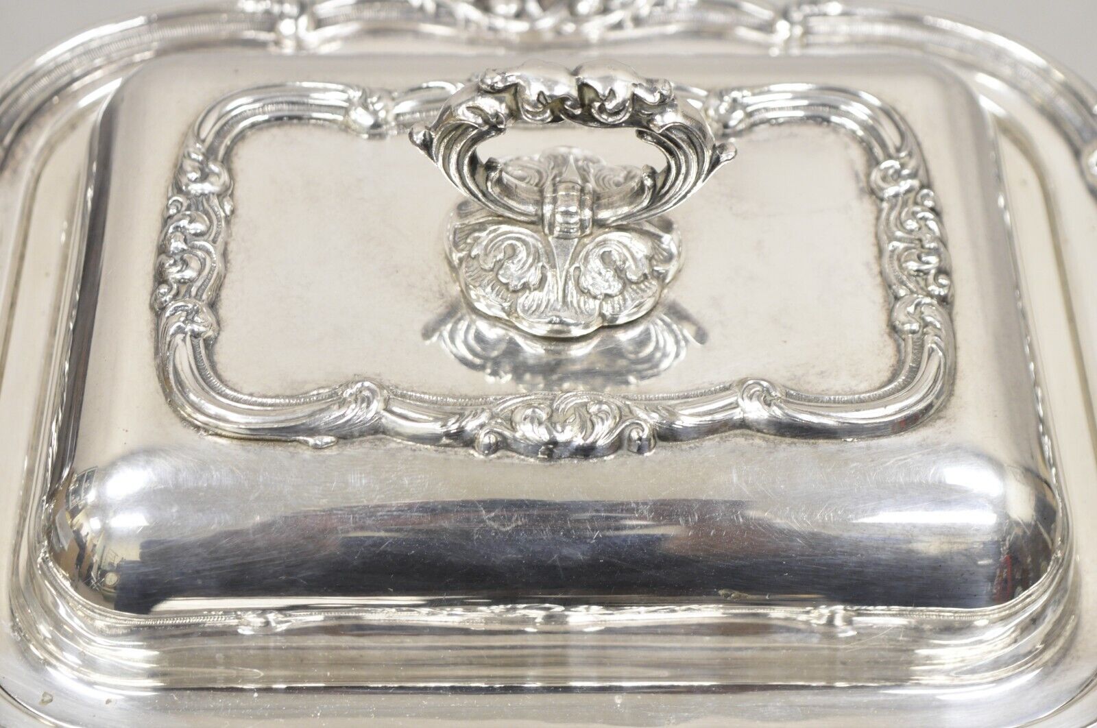 Vintage Gorham Black Starr Silver Plated Lidded Vegetable Serving Platter Dish