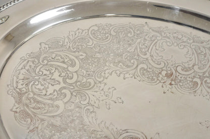 Vintage Rose Point by Wallace 24" Silver Plated Victorian Oval Bar Platter Tray