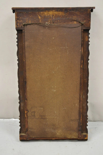 Antique American Empire Walnut Leaf Carved Wall Console Pier Mirror