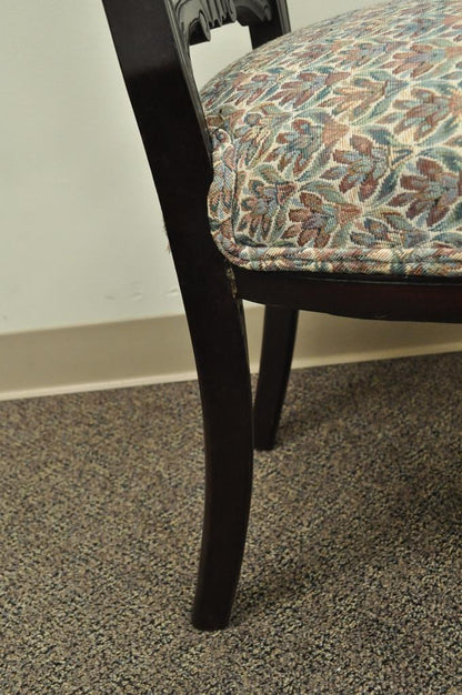 Antique Victorian Carved Mahogany Lyre Back Small Accent Side Chairs - a Pair