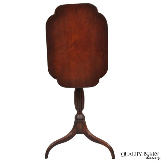 Antique American Sheraton Mahogany Tilt Top Side Tea Table Candle Stand