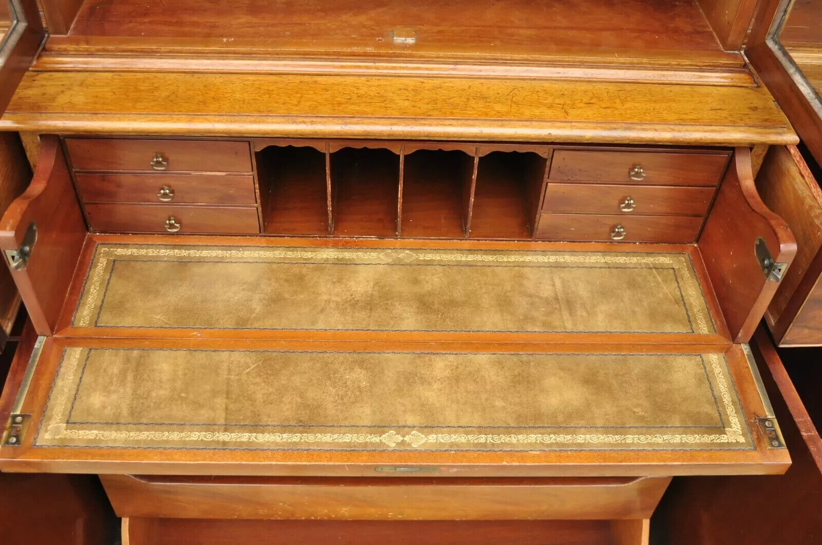 Vintage Beacon Hill Georgian Mahogany Breakfront China Cabinet Desk Bookcase