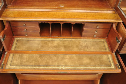 Vintage Beacon Hill Georgian Mahogany Breakfront China Cabinet Desk Bookcase