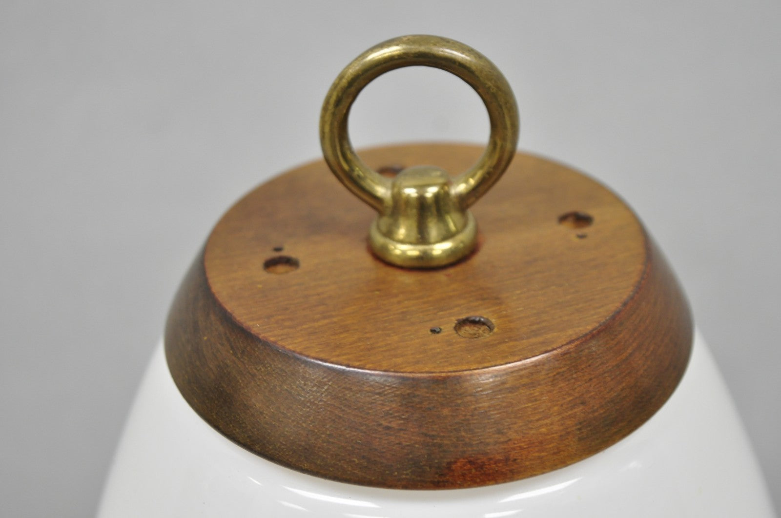 Mid Century Modern Azucena Style Small White Glass Egg Shade Walnut Table Lamp