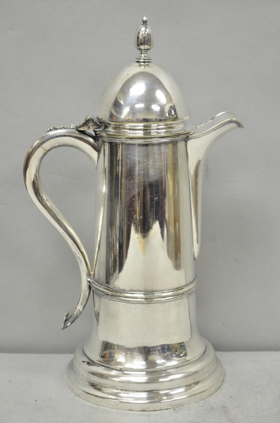 Antique English Regency Silver Plated Flagon Pitcher w/ Heart Handle