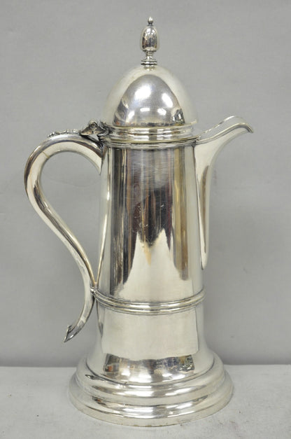Antique English Regency Silver Plated Flagon Pitcher w/ Heart Handle