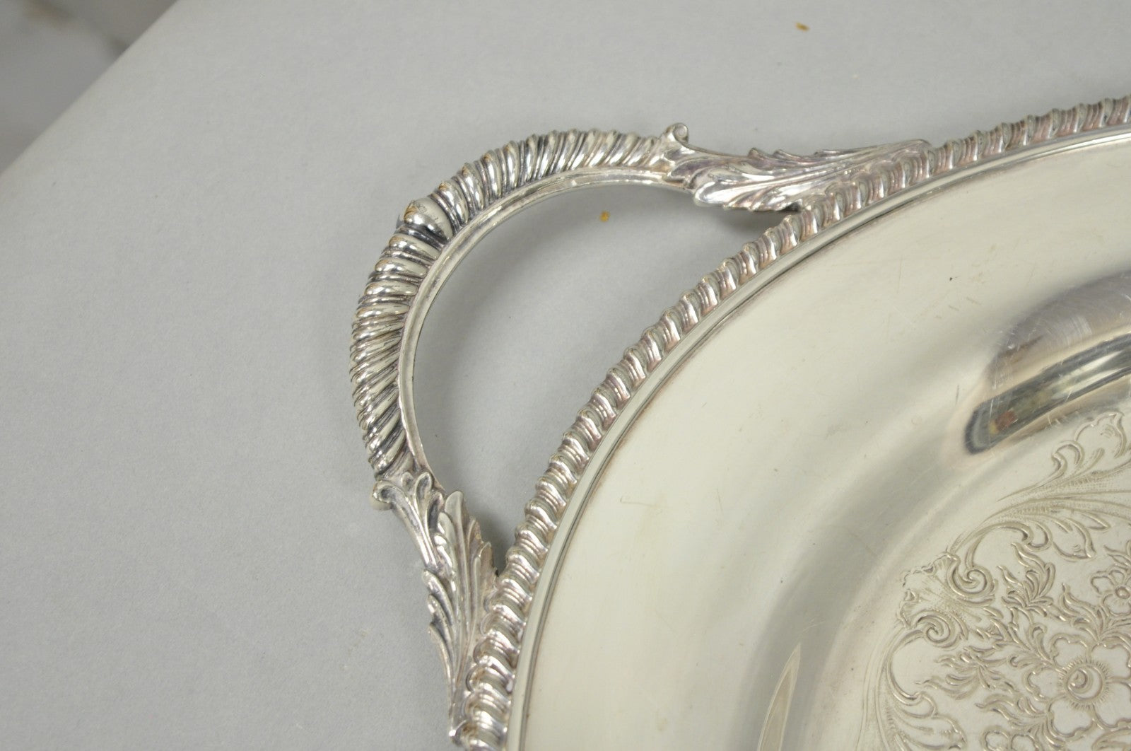 Vintage English Victorian EGW&S Silver Plated Oval Serving Platter Tray w/ Mono