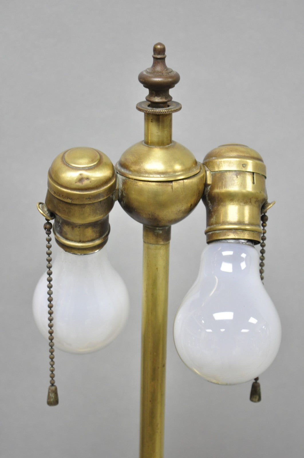 Antique Giacometti Style Brass Bronze Fleur de Lis Gothic Pole Floor Lamp - Pair