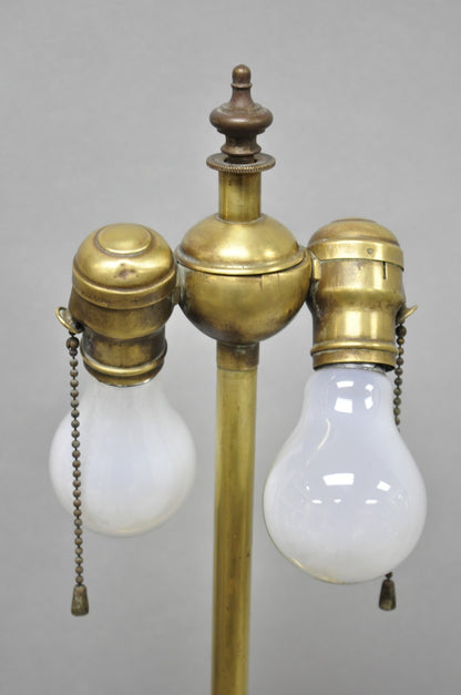 Antique Giacometti Style Brass Bronze Fleur de Lis Gothic Pole Floor Lamp - Pair