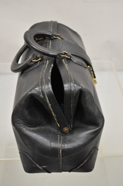 Vintage Cheney England PCI USA 25216 C4 Black Leather Traveling Doctors Bag