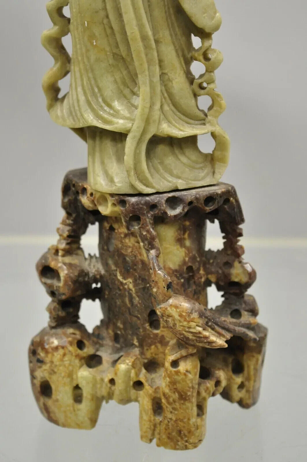 Chinese Carved Soapstone Guanyin Kwan Yin 15" Tall Figurine Statue Sculpture
