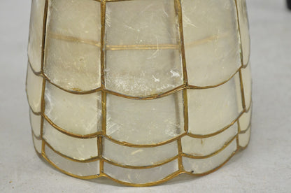 Vintage Italian Hollywood Regency Capiz Shell Gold 7.25 Round Clip On Lamp Shade