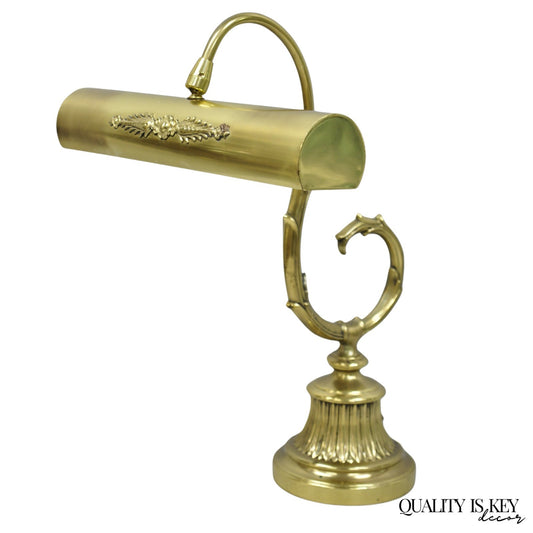 Vintage Victorian Style Brass Acanthus Scrolling Bankers Desk Table Lamp
