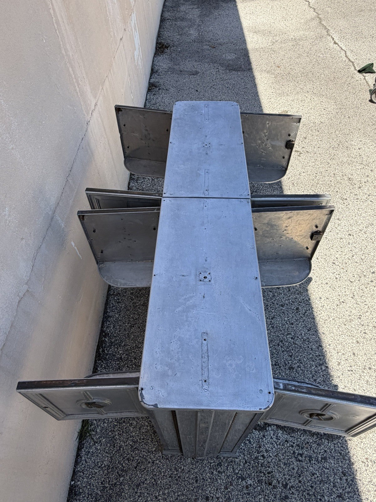 Antique Art Deco Steel Metal Dual Sided Dental Medical Cabinets Bar - a Pair