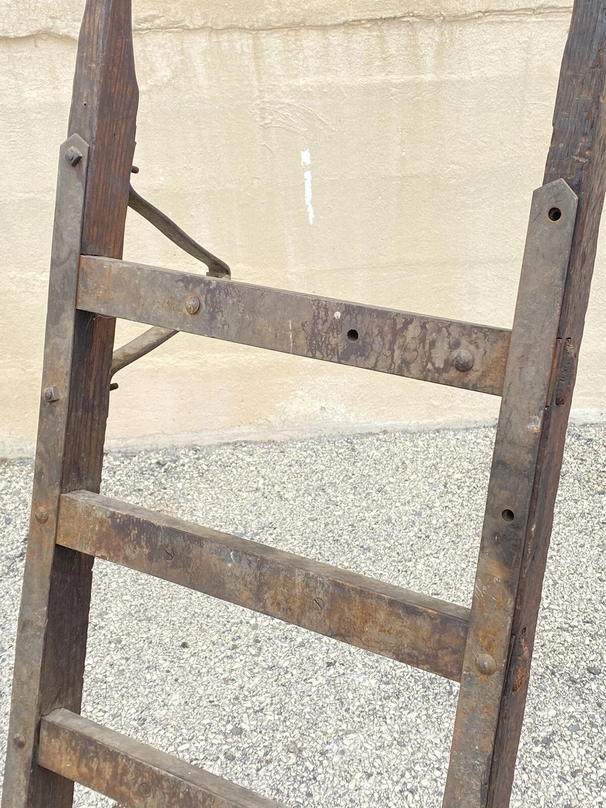 Antique Industrial Vintage Oak Wood and Steel Metal Factory Hand Truck