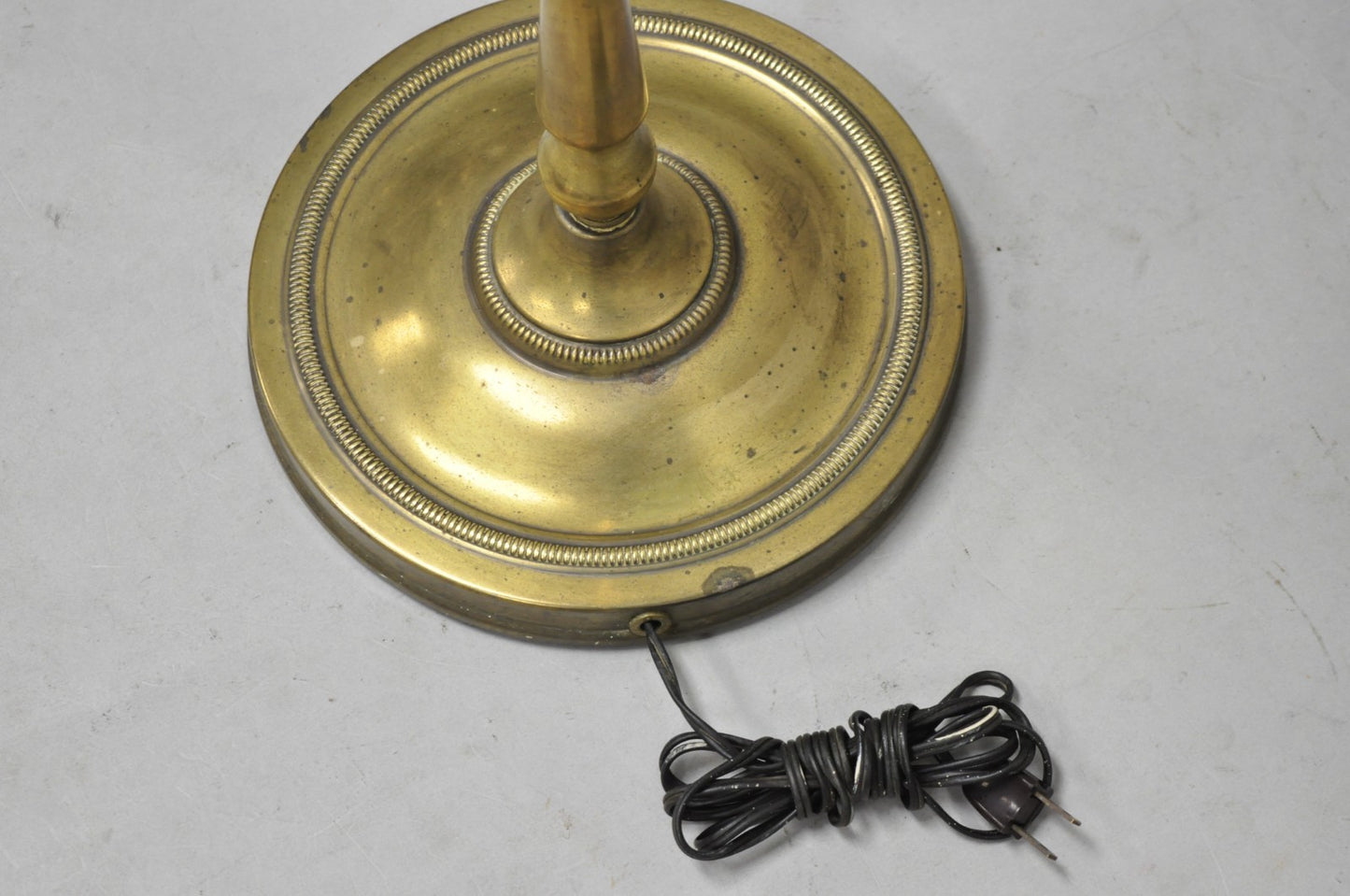 Vintage French Country Brass Reading Floor Pole Lamp with Tole Metal Shade