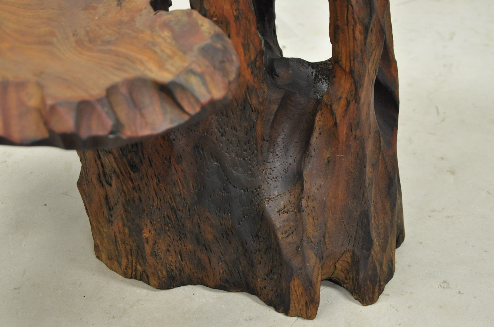Vintage Mid Century Modern Live Edge 2 Tier Walnut Plant Stand Side Table