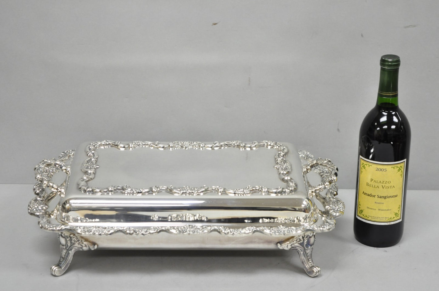 Vintage Poole Silver Plated Footed Covered Vegetable Serving Dish Platter w/ Lid
