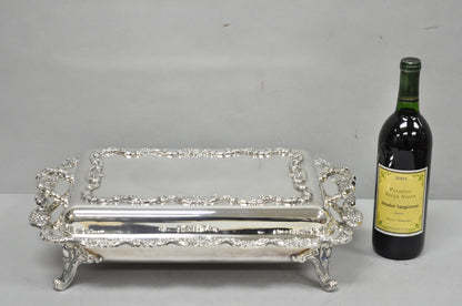 Vintage Poole Silver Plated Footed Covered Vegetable Serving Dish Platter w/ Lid