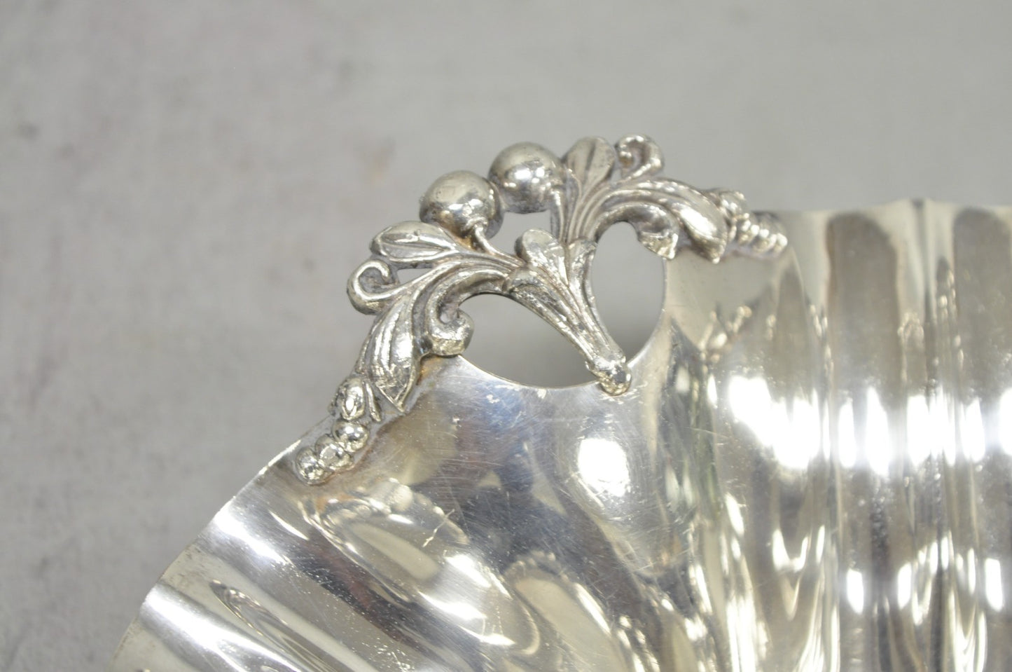 Vintage Victorian Silver Plated Scalloped Candy Dish Fruit Bowl Berry Design