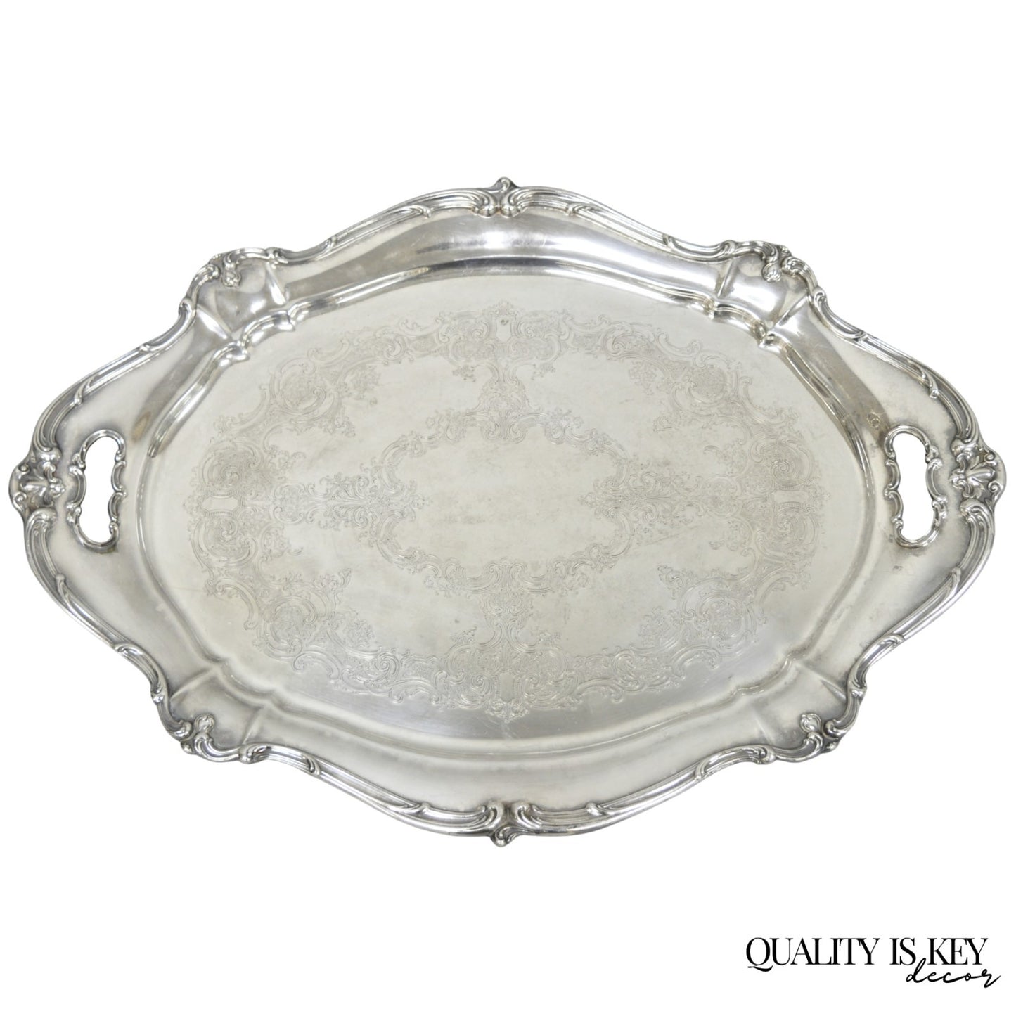 Antique Gorham Silver Plated Victorian Oval Butlers Serving Platter Bar Tray